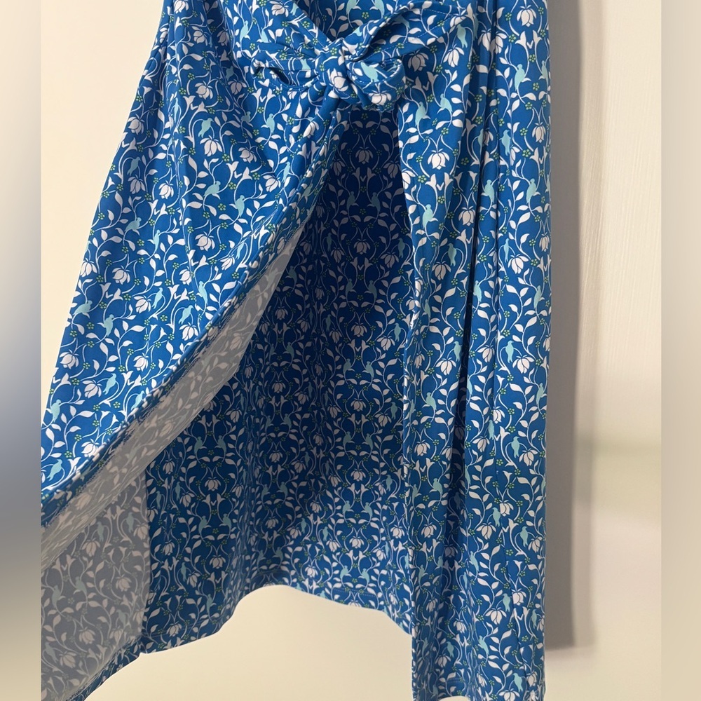 J. McLaughlin Blue Floral Stretch Knit Wrap Twist Dress M - Picture 4 of 8
